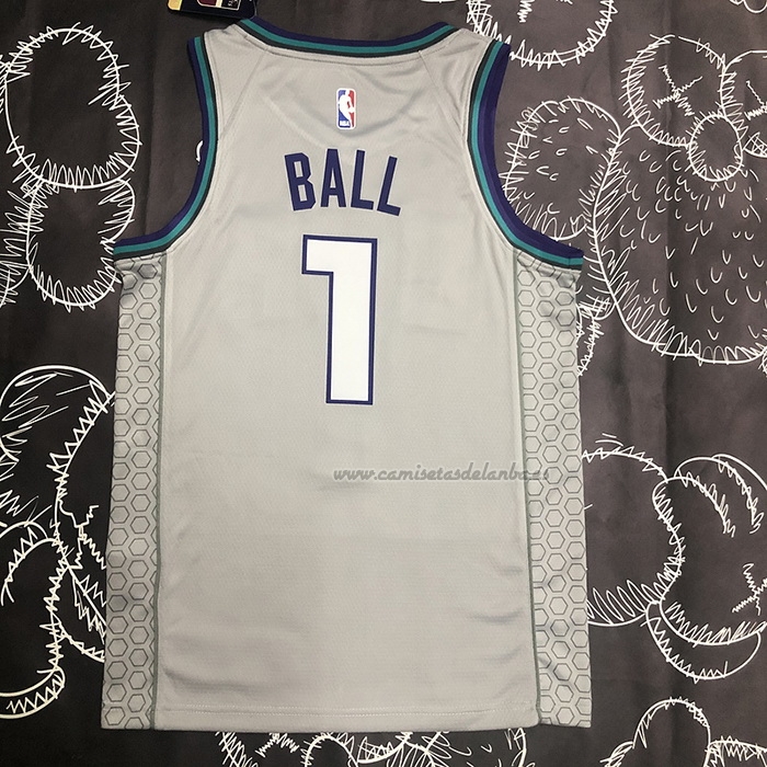 Camiseta Charlotte Hornets LaMelo Ball NO 1 Ciudad Edition Gris